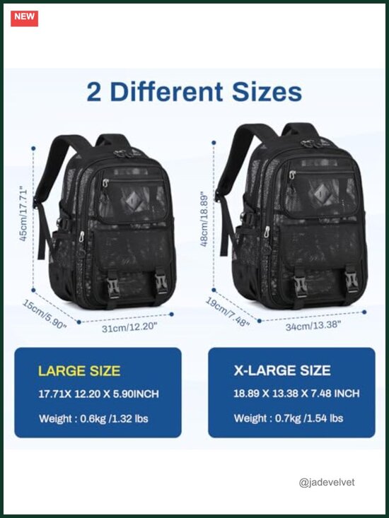 Heavy Duty Mesh Backpack, 17in See Through Net Bookbag for School Sports Gym main image 4